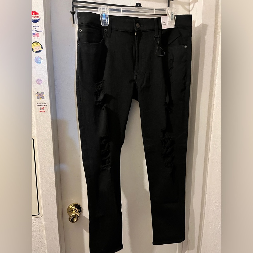Express- size 14R- black stretch shredded mid rise jeans NWT